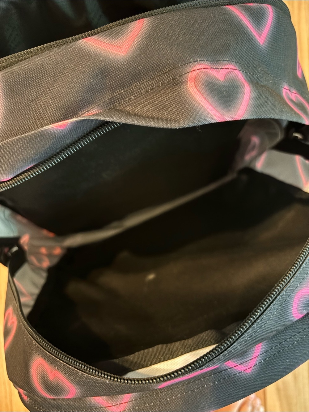JanSport Big Student Laptop Backpack -- Black with Pink Hearts JS0A47JK - Picture 8 of 9